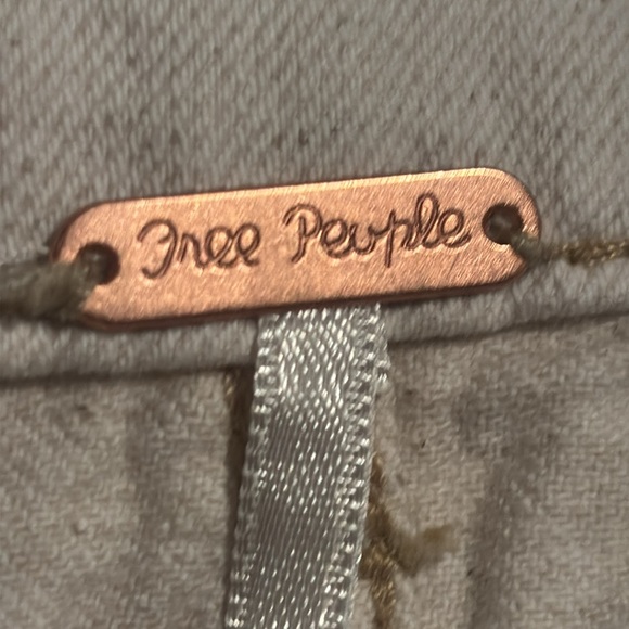 Free People Splendor in the Grass Oatmeal Denim Bow Detail Tie Mini size 6 - Picture 6 of 7